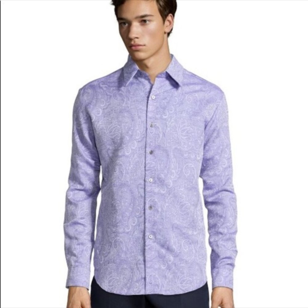 BNWT! Robert Graham  | Paisley Flip Collar/Sleeve